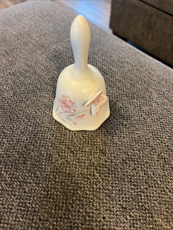 Avon Other - Avon Vintage White Porcelain Hand Bell with Coral Floral Detail And Butterfly